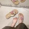 Holiday flower slippers women's 2025 summer new outer wear versatile comfortable lightweight height increase fashionable flip-flops women