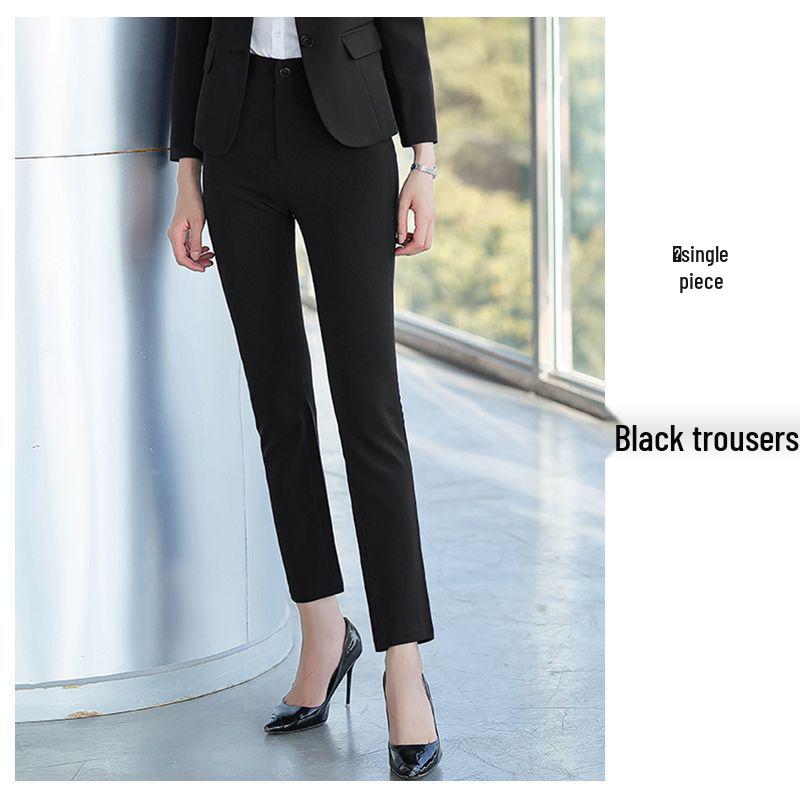 Korean Style Women's Blue Office Suit - Professional Spring/Autumn Wear