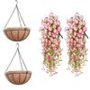 2/4Pcs UV-Resistant Artificial Flowers Morning Glory Eucalyptus Hanging Flower Plants Wedding Home Outdoor Garden Decoration