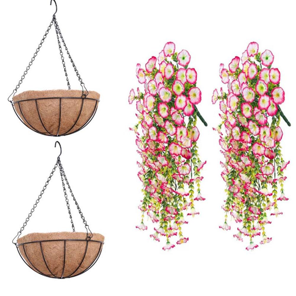 2/4Pcs UV-Resistant Artificial Flowers Morning Glory Eucalyptus Hanging Flower Plants Wedding Home Outdoor Garden Decoration