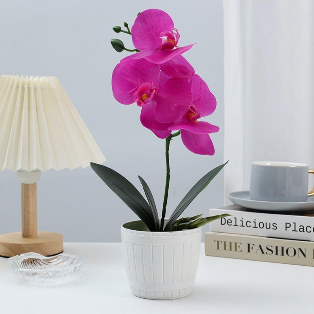 4-Heads Simulation Butterfly Orchid Bonsai Soft Rubber 3D Artificial Potted Plant Wedding Decoration Table Decor