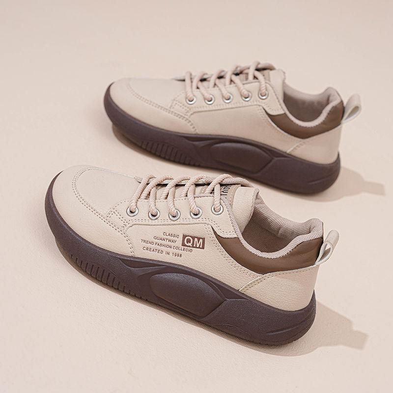 

thick-soled leather board shoes women s spring new flat-soled versatile white shoes sports and leisure shoes light and non-slip 35