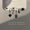 Dark Style Japanese & Korean Heart Stud Earrings & Ear Cuffs Set - Chic, Sweet, Trendy Six-Piece Jewelry for Cool, Spicy Girls