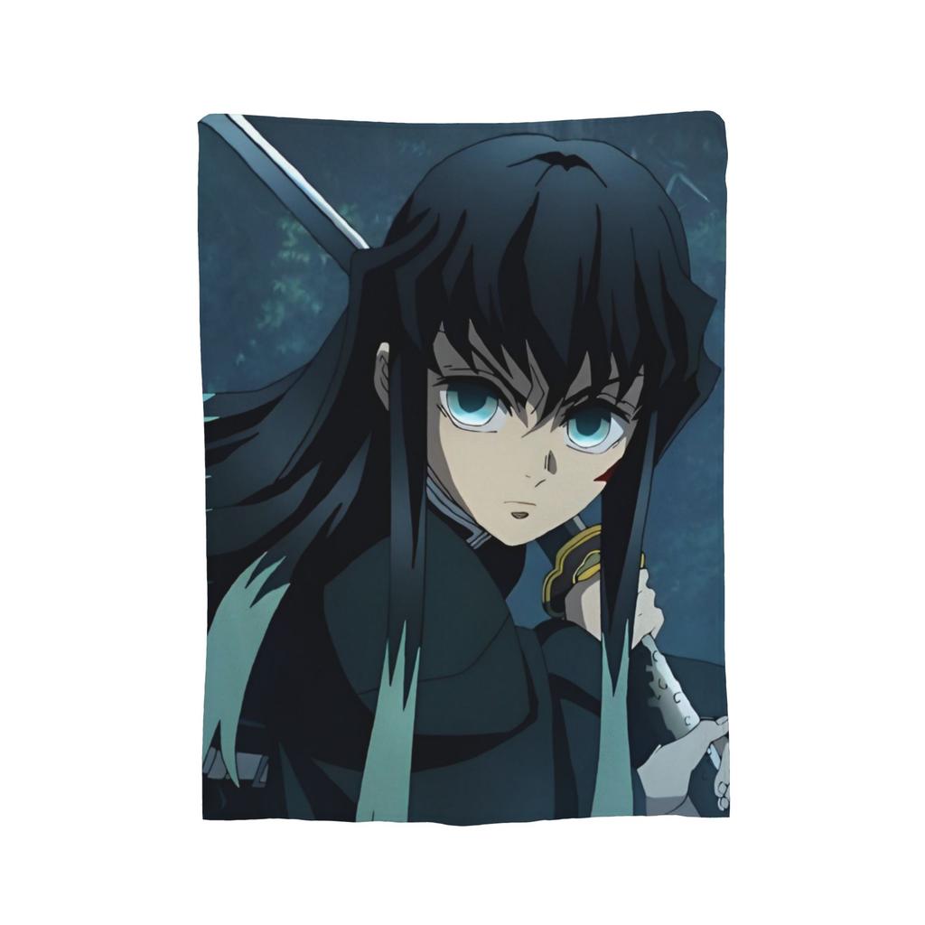Mist Hashira Muichiro Tokito Fleece Throw Blankets Anime Blanket for Bed Outdoor Super Soft Bed Rug,