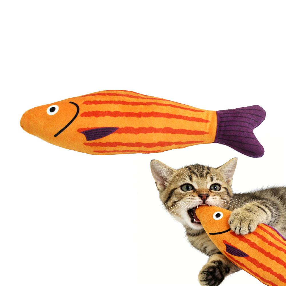 Interactive Catnip Fish Toy Cats, Soft Plush Cat Kicker Toy with Crinkle Sound, Durable Bite-Resistant Fish Chew Toy for Kitten Teeth Cleaning