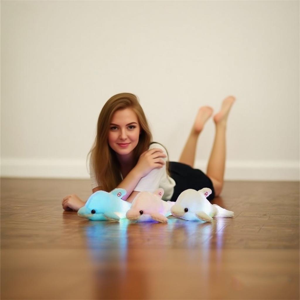 Creative Cartoon Glowing Dolphin Figurine Throwing Doll Birthday Gift