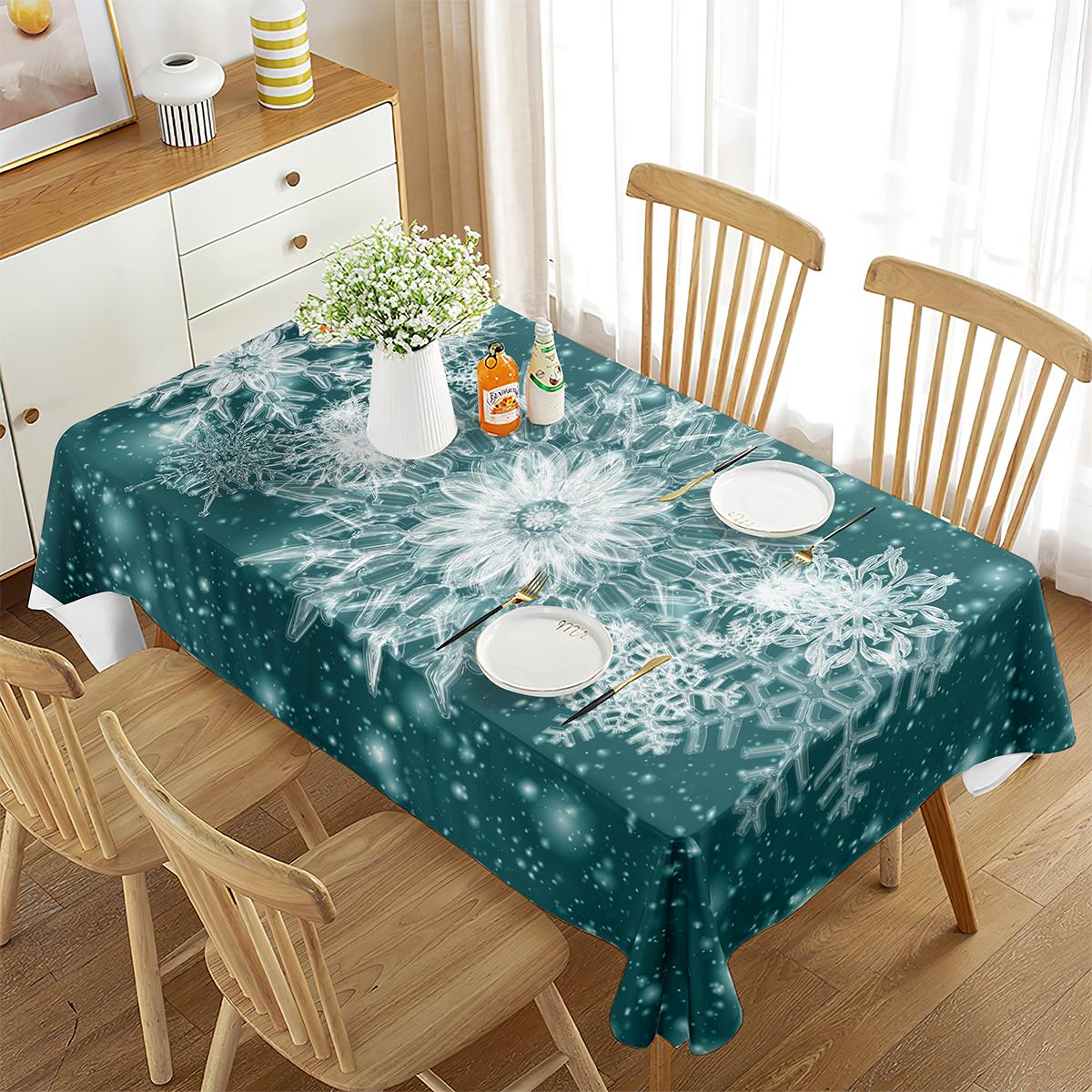 

Comforter Snowflakes Tablecloth Rectangular Sparkling Home Decor White Snowflakes Tablecloth For Home Tea Table Dining Room Wedding Decor Comforter (quilt)-EU Single(135*200cm)3pcs