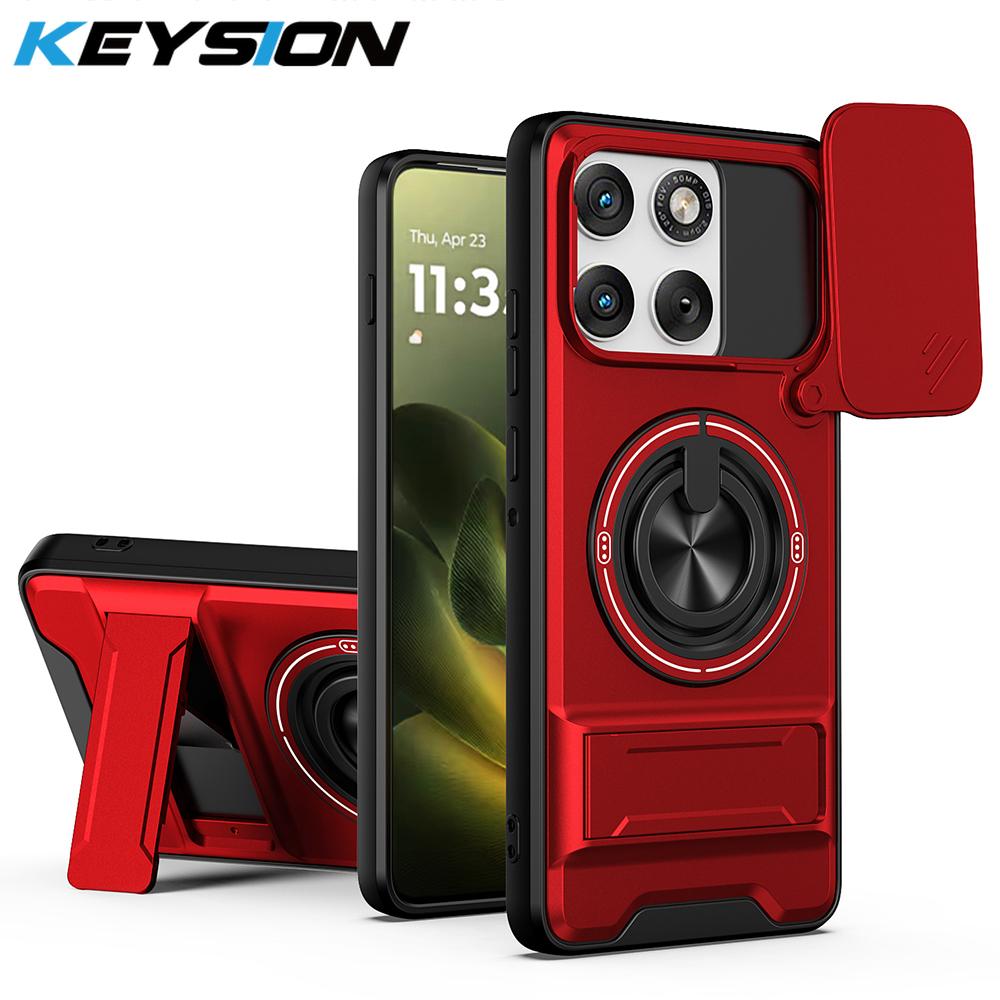 KEYSION Magnetic Phone Case for Motorola MOTO Edge 70 5G Slide Camera Protection Upright Kickstand 360° Ring Shockproof Cover