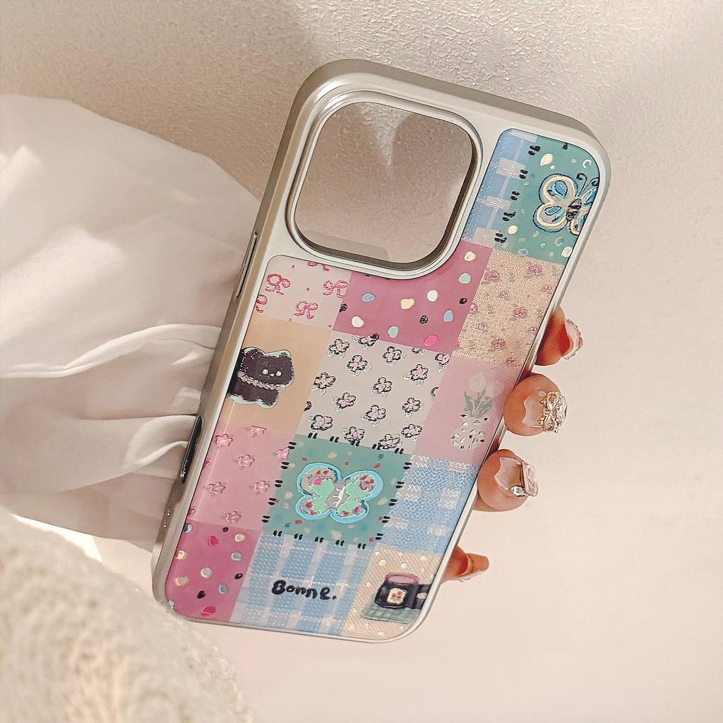 Gilt Ins Lattice Stitching 16pro Max Mobile Phone Case Iphone17 Apple 15 Electroplated High-quality Mobile Phone Case
