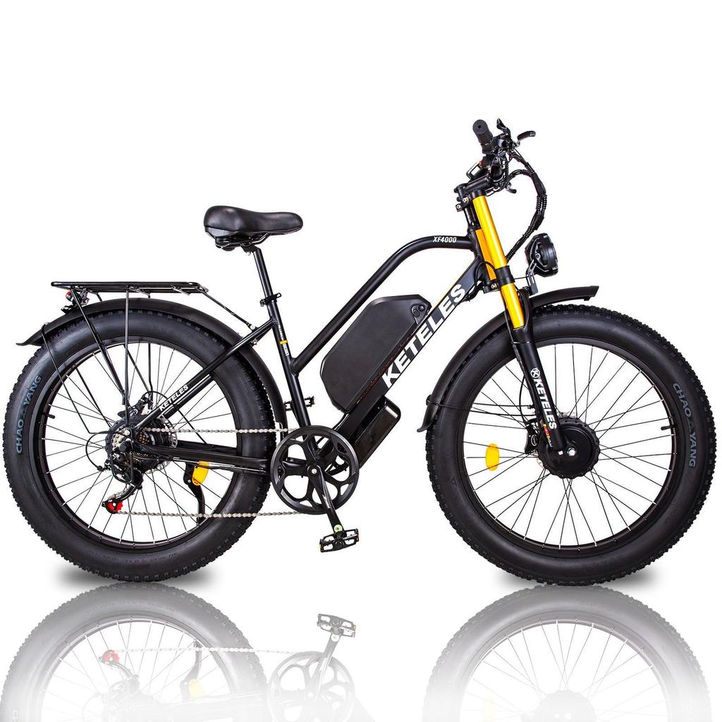 KETELES XF4000 Road Elctric Bike 2000W, 48V 23Ah, Max Speed 50km/h, Hydraulic Disc Brake, Twist Throttle, Front Suspension, 26"×4.0" Fat Tyre E-Bike