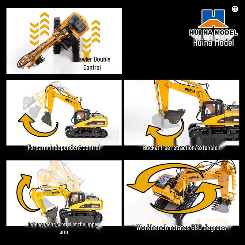 Huina 650 Alloy Excavator: 21-Channel Remote Control Toy Digger