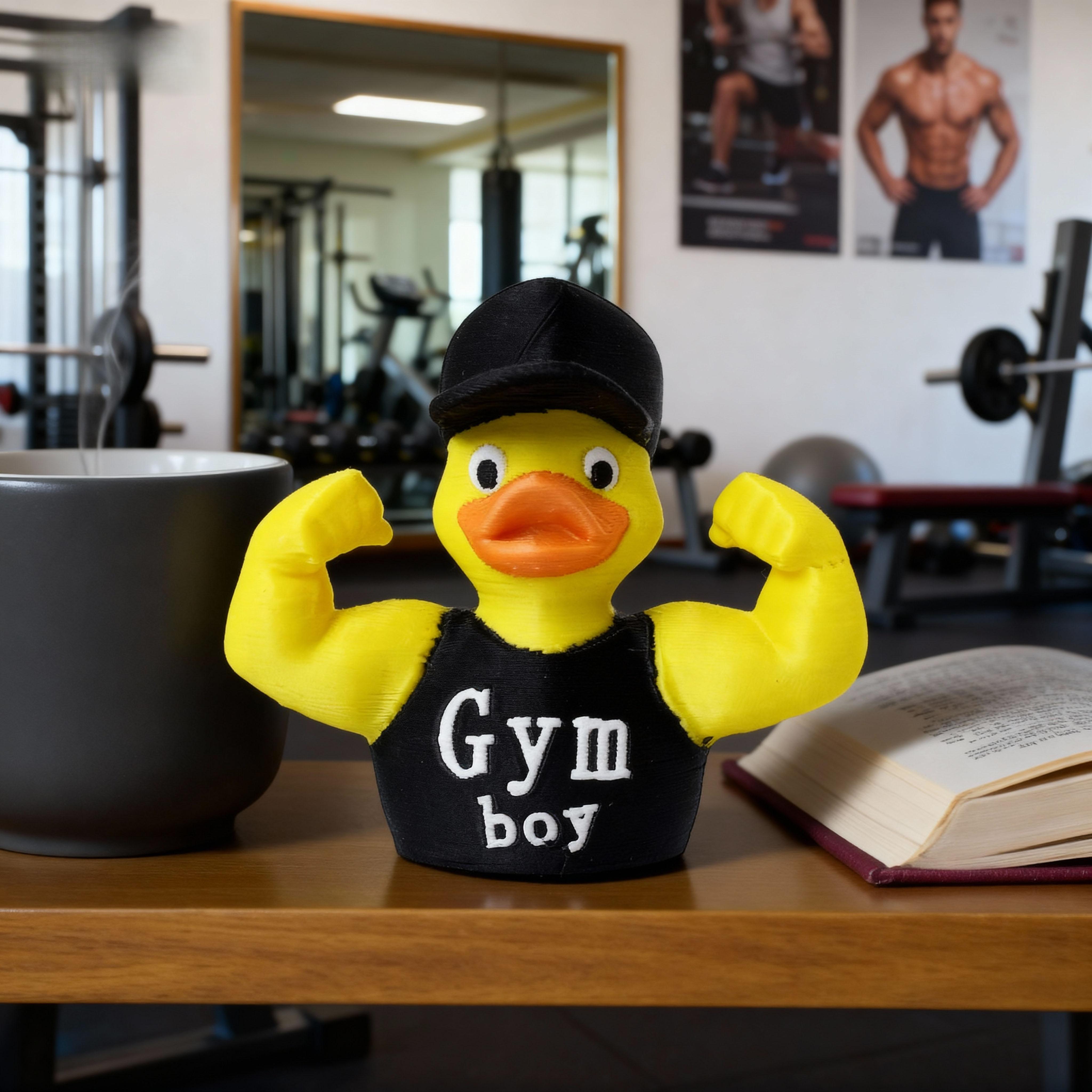 

Black & Yellow Duck Gym Statue - Funny Fitness Figure with Muscle Arms, Gym Decor for Home, Office, or Gym - for Gym Enthusiasts