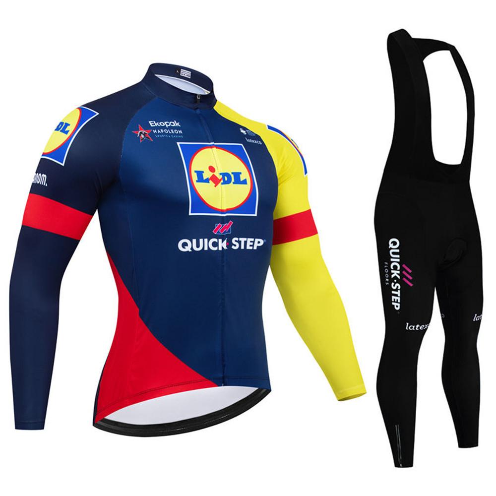Soudal Quick Step 2026 Autumn Cycling Set Long Sleeve Jersey MTB Riding Sportswear Road Bike Clothing Bib Pants Bicycle Uniform