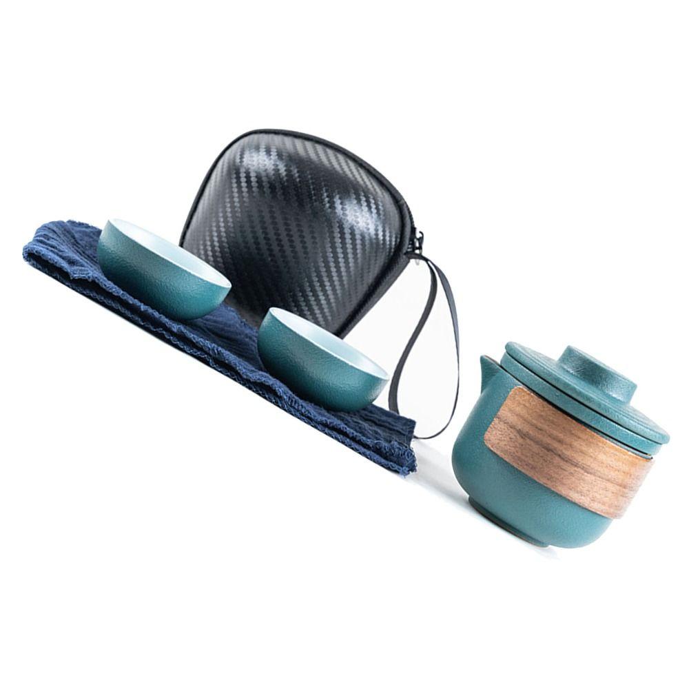Durable Anti Burn Travel Tea Set Mini Portable Tea Infuser Set With Storage Bag Ceramic Teapot Picnic