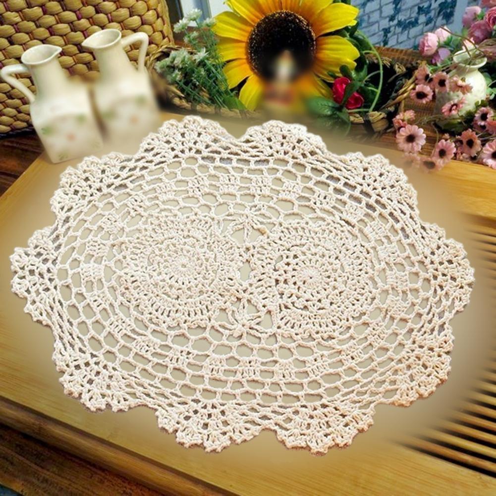 Table Mat 2022 Beige/White Cotton Lace Doilies Floral Lace Doilies Floral