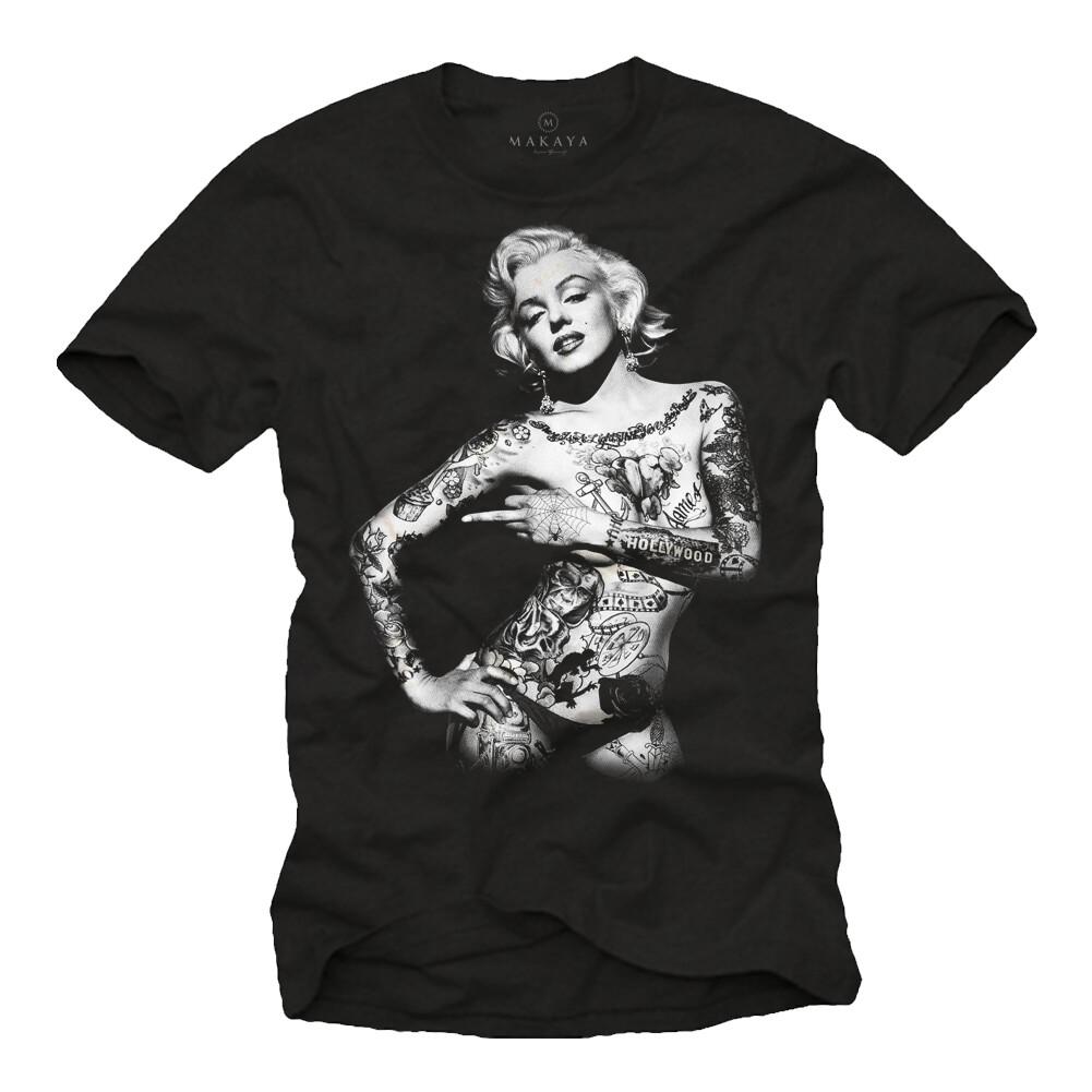 26 Rockabilly Tattoo Men s Biker T-Shirt with Sexy Pin Up Girl Marilyn- Unisex T-Shirt M