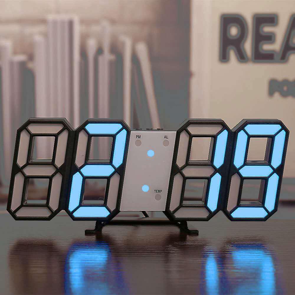 3D Digital Alarm Clock with Night Lights Modern USB Electronic Display Table LED Wall Clocks for Home Bedrooms Living Room Decor