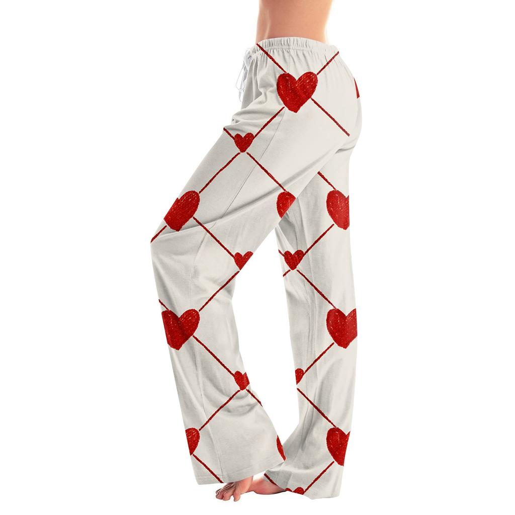 Women's Valentine's Day Heart,themed Casual Milk Silk Fleece Pants, Sleep Pants, Home Pants