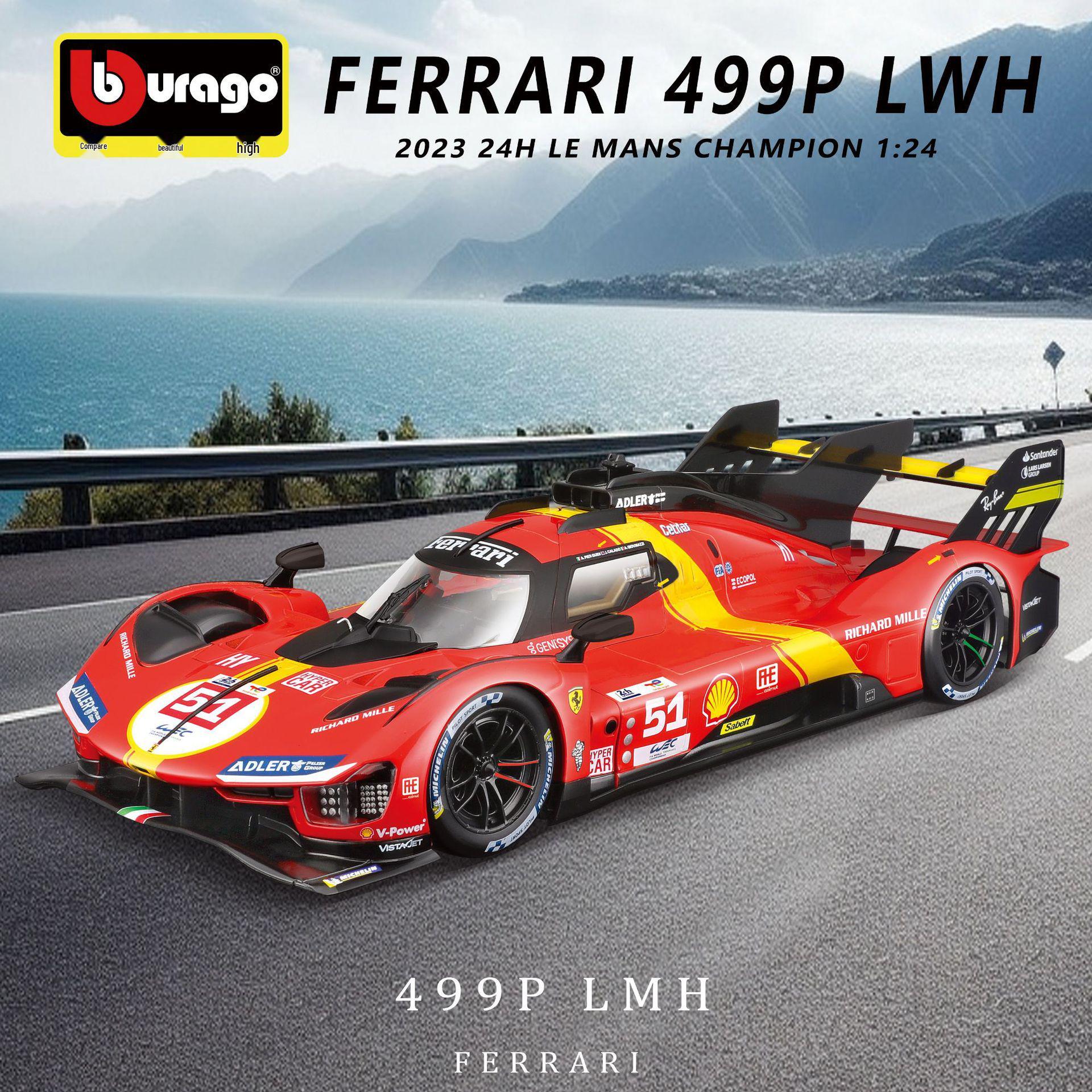 

1:24 Модель гоночного автомобиля Ferrari 499P Ле-Ман из сплава Коллекция игрушек