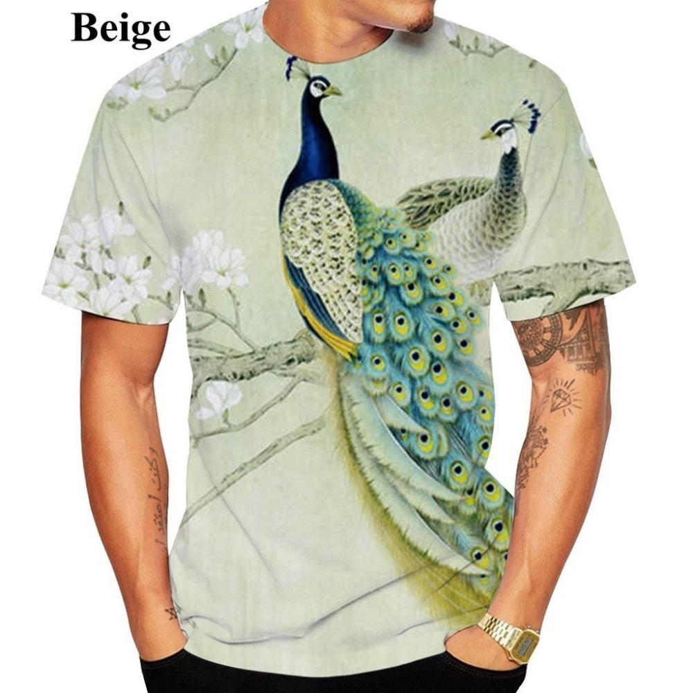 

Innovative Peacock Display short sleeved T-shirt for men and women, new 3D printed Peacock T-shirt 6XL