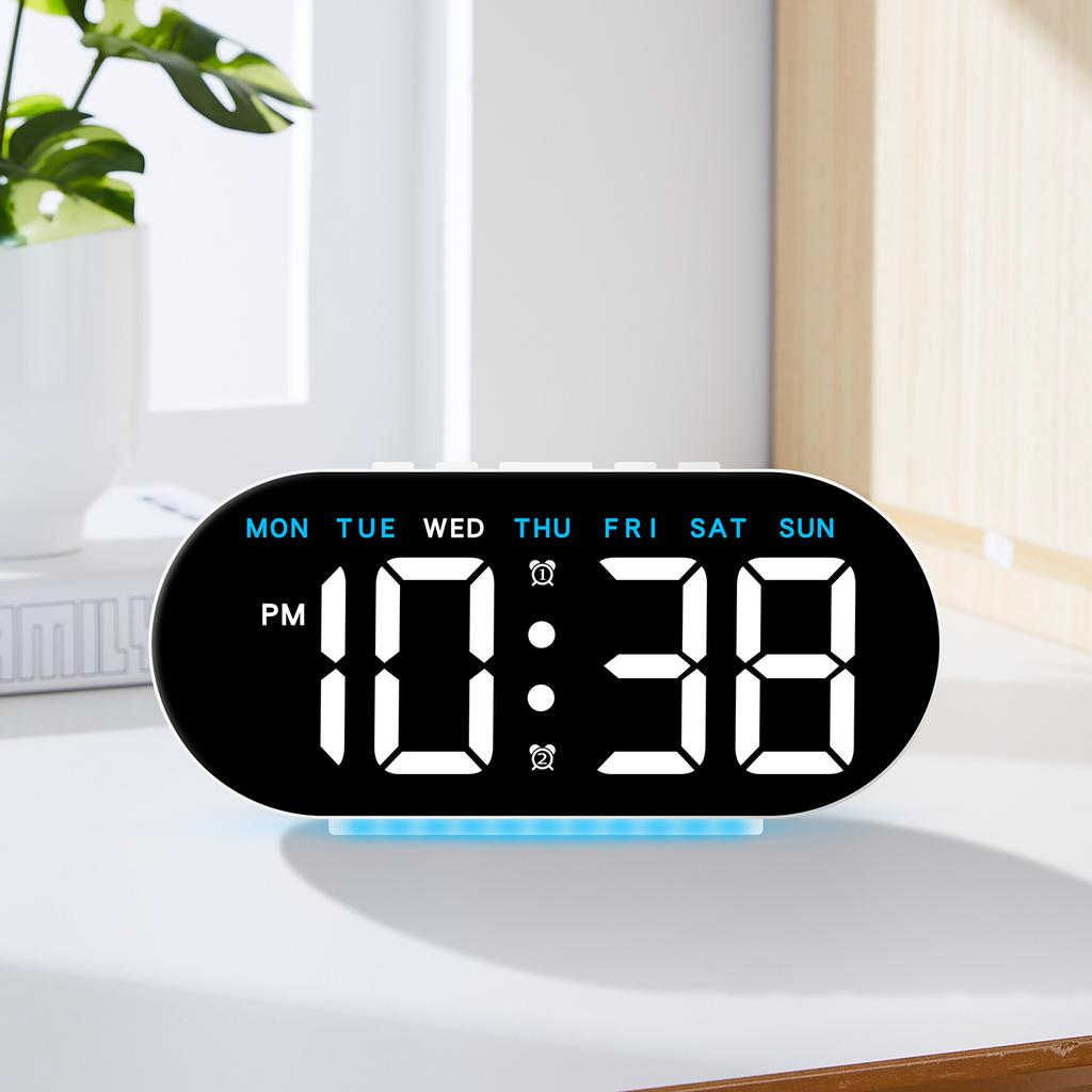 Multifunctional LED Digital Clock Minimalist Modern Design Large Screen Ambient Light Bedside Alarm Clock