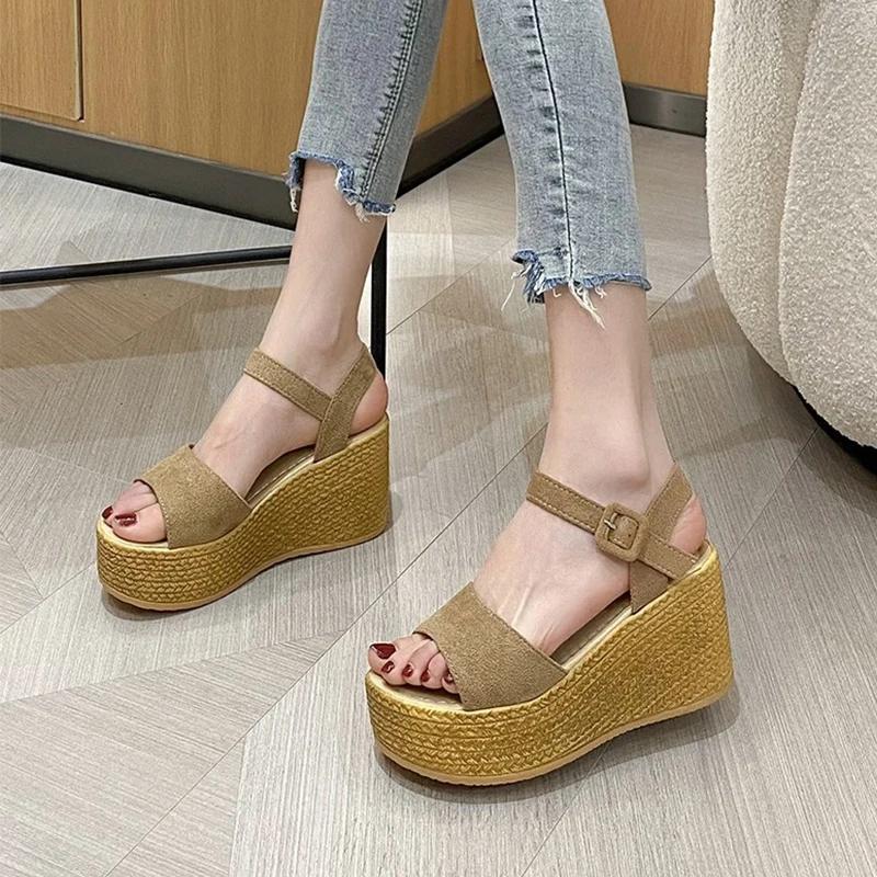Wedges Platform Women Sandals Summer High Heels Shoes Woman 2025 New Comfort Beach Pumps Open Toe Plus Size 42 Sandalias Mujer