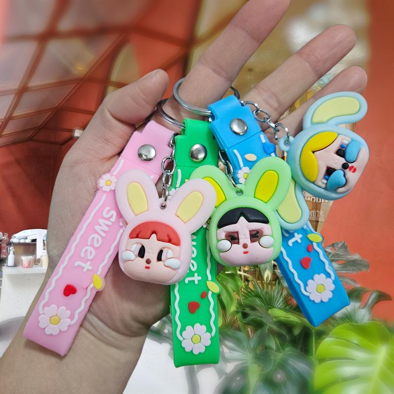 Internet-Berühmtheit Cartoon-Puppe Schlüsselanhänger Taschenanhänger Studentenanhänger Niedlicher PVC-Schlüsselanhänger Paar Auto Schmuck