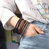 5pcs/set Punk Natural Wood Bracelet New Design Men's Bangle Vintage Wood Beaded Bracelet  Gift