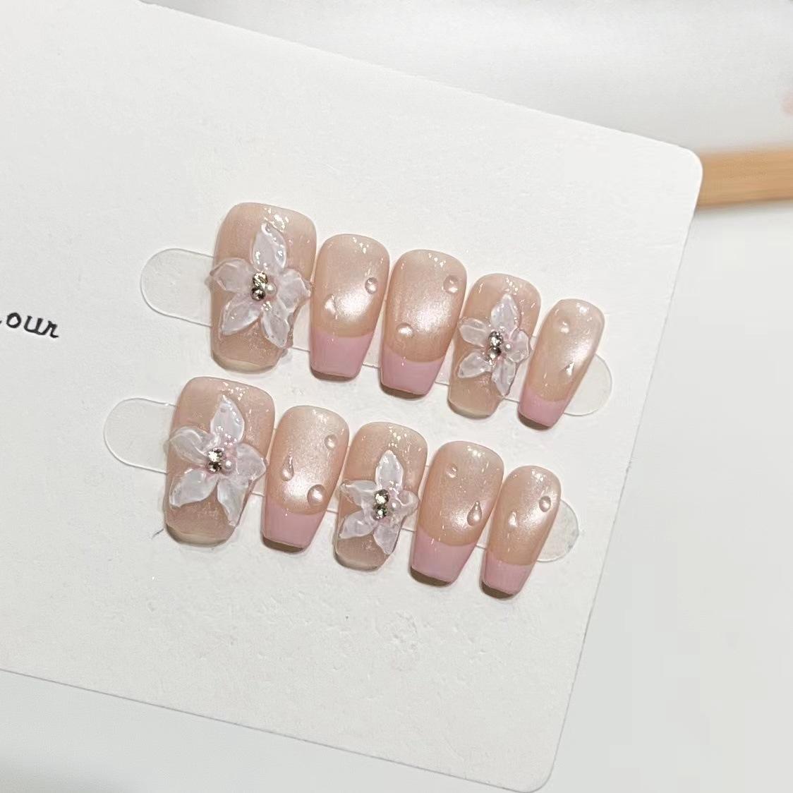 

Плетёная вручную броня Высококачественный чистый французский кошачий глаз в виде лампочки Накладные ногти Снимаемые Large L