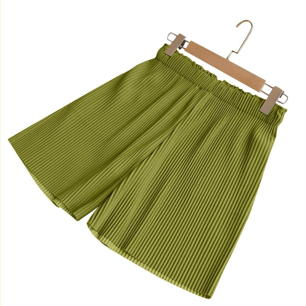 Casual Quarter Pants High-waisted Ruffled Straight Leg Wide-leg Pants
