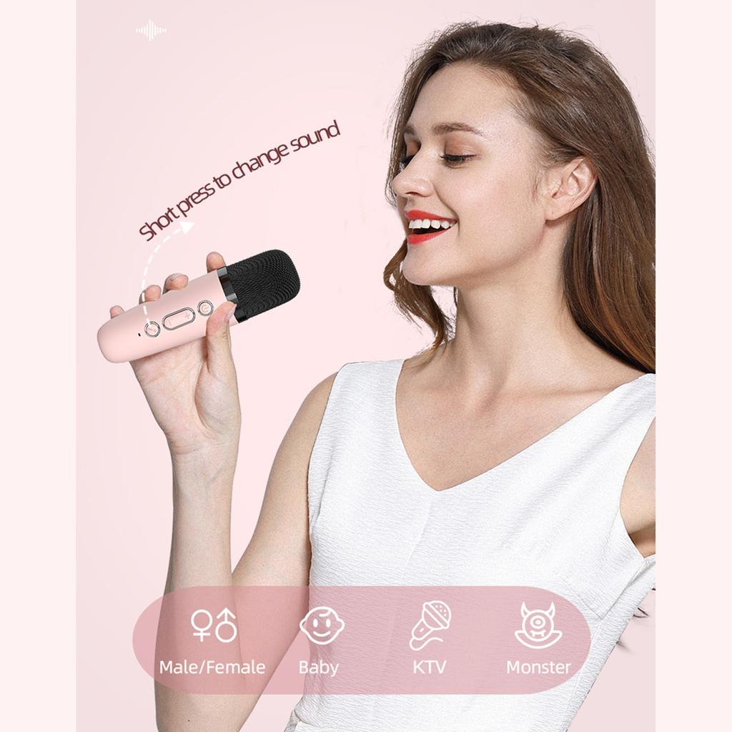 Mini máquina de karaokê BT alto-falante de karaokê com microfones sem fio para adultos e crianças festa em casa