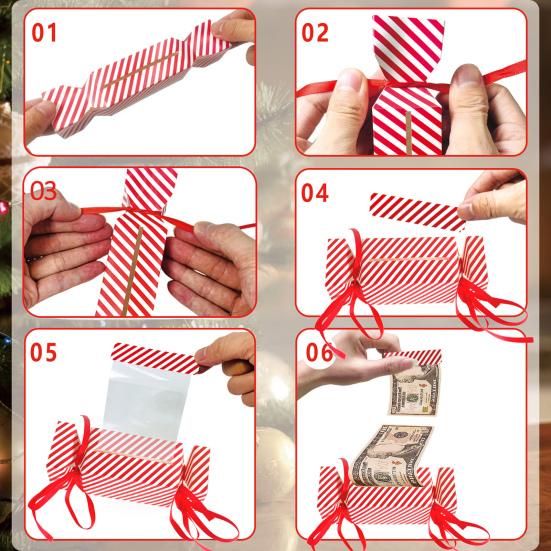 Candy Christmas Money Box for Cash Gift Pull Surprise Money Pull Pouch for Kids Teens