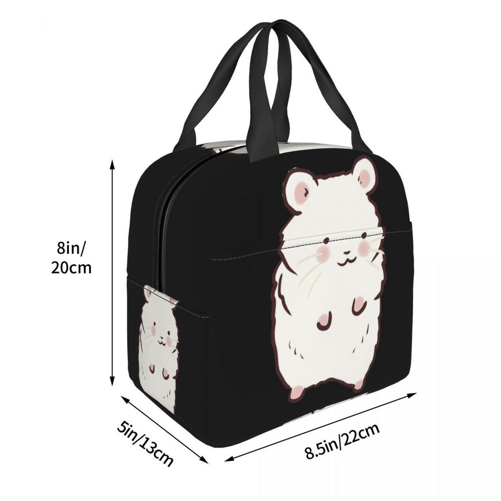 Cute Hamster Drawing Insulated Lunch Bag for Women Kids Portable Food Boxes Thermal Lunch Box Tote