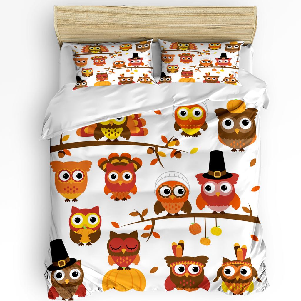 Pumpkin Thanksgiving Maple Leaf Autumn 3pcs Bedding Set For Bedroom Double Bed Home Textile Duvet Cover Quilt Cover Pillowcase