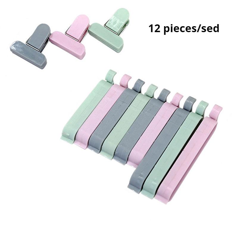 12Pcs/lot Food Snack Storage Seal Sealing Bag Clips Sealer Clamp Food Bag Clips Kitchen Tool Food Close Clip