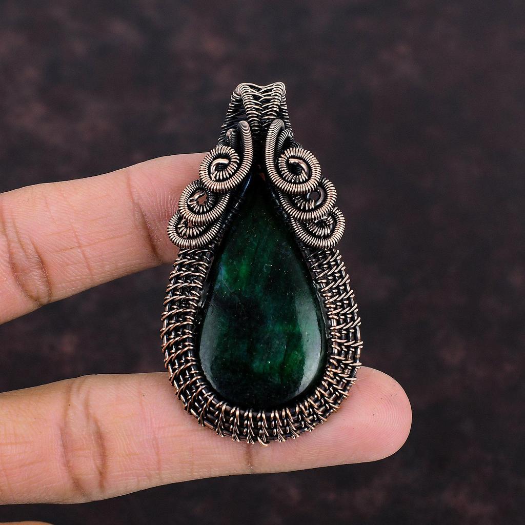 Green Fire Labradorite Pendant Copper Wire Wrapped Pendant Handmade Pendant Copper Jewelry Gemstone Pendant Wire Wrap Jewelry Gift For Mom