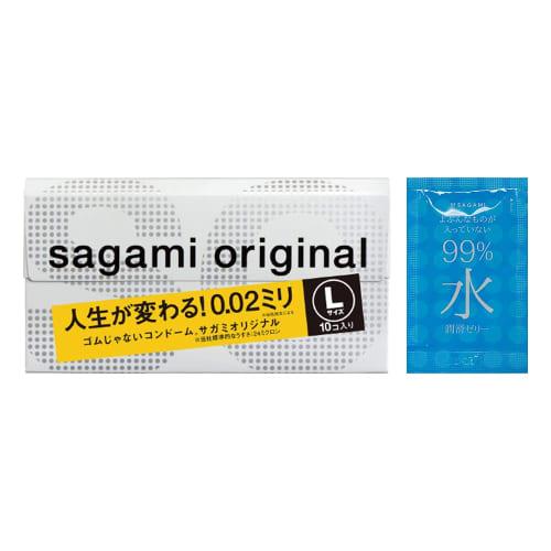 Sagami Original 002 L Size 10P+99% Water Lubricated Jelly Sample 3g