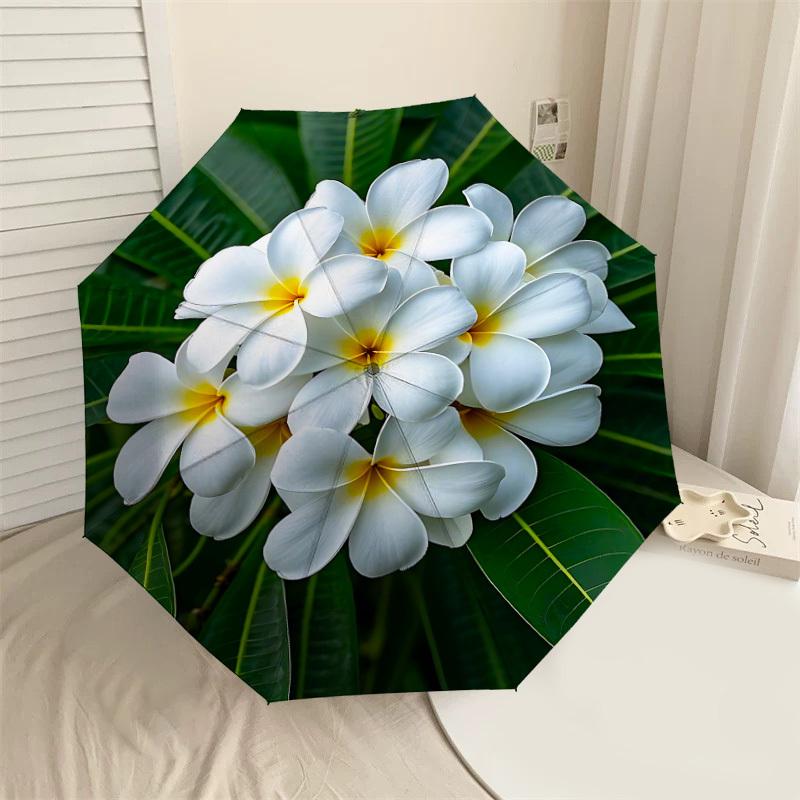 

1PC flower whiteAutomatic Open/Close Umbrella with Windproof, 8-Rib Sturdy Canopy, Durable Ribs, Fashionable Design, Outdoor Accessory, Fun Prin, Holi