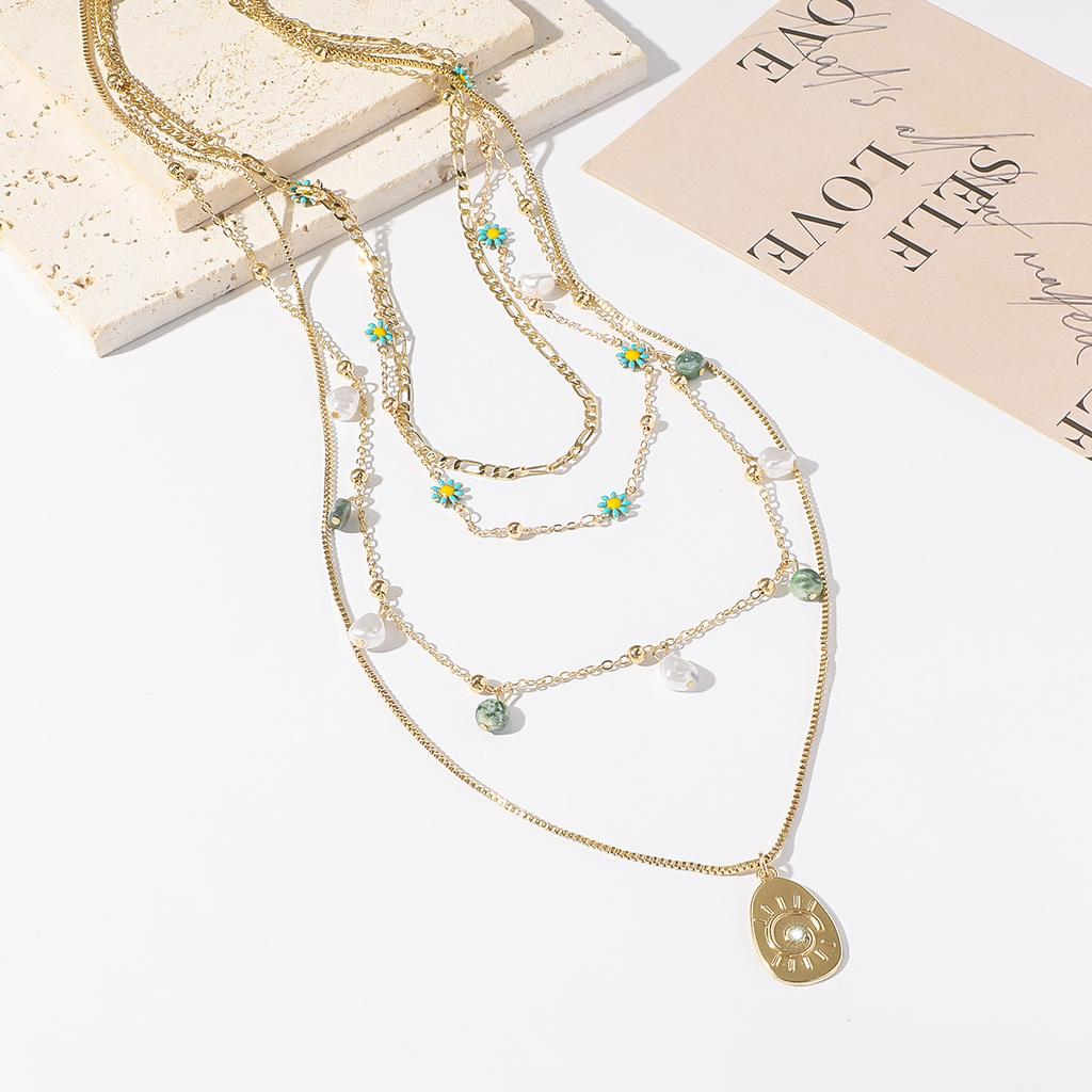 Multi-layer necklace · Stylish simple accessories, good luck stone pendant, multi-layer necklace