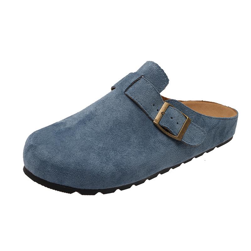 

Women s Suede Shoes 2026 Soft Insole Leather Comfortable Anti Slip Shoelaces Arch Support Fashionable Home Slippers 43 синій