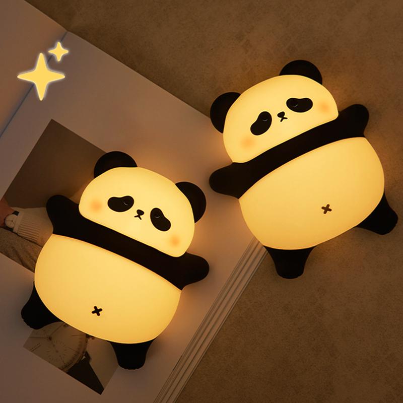 Cute Panda Night Light LED Silicone Night Light USB Charging Touch Timer Night Lamp Bedroom Decoration Children's Birthday Gift