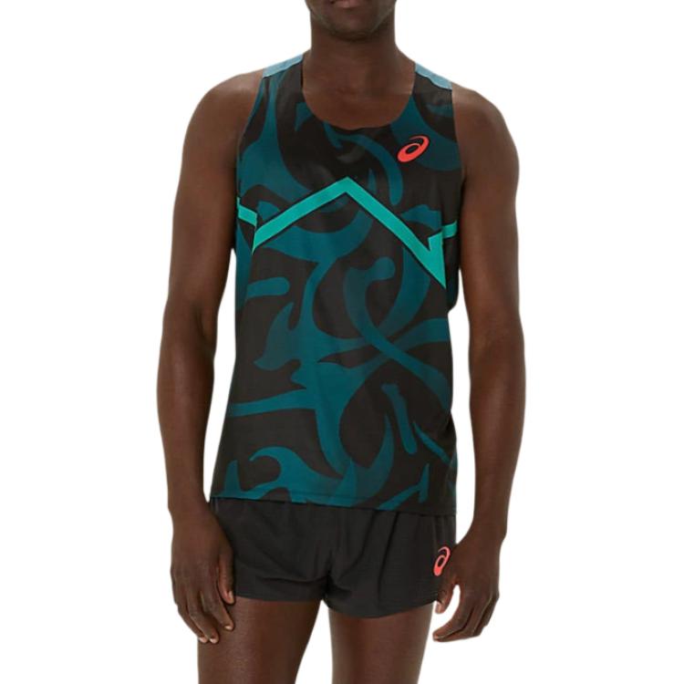 

Asics All Over Print Round Neck Tank Top Men Tops Blue 2091A739-412 XL