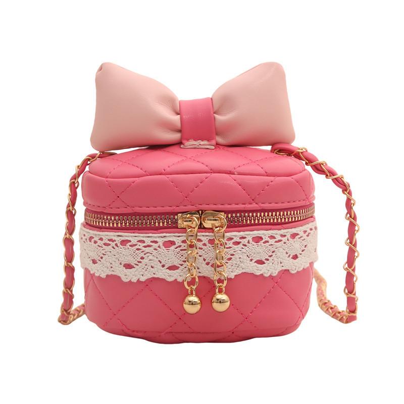 Border Bow Lace Childrens Shoulder Bag Pu Material Suitable For Matching Daily