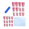 1 Set Square Press on Nails Reusable French Tip Stick-on Fake Nails Removable Full Cover Glue on False Nails for Women