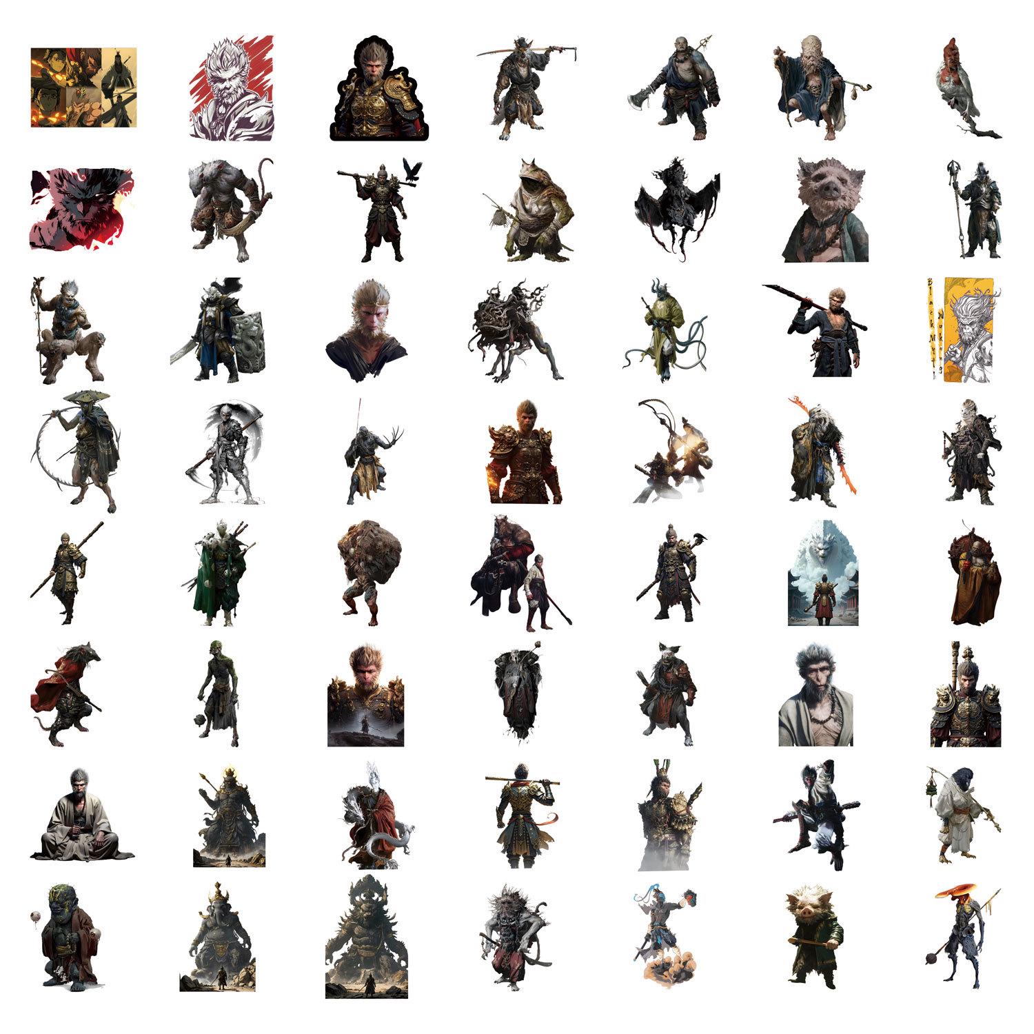 55 Black Myth Wukong Graffiti Stickers: DIY Waterproof Decoration for Desk, Suitcase, Journal.