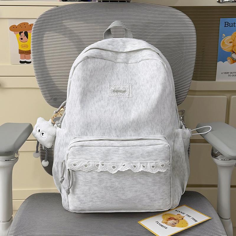Schoolbag spring new Korean style INS style lace trim middle school backpack, large capacity middle school backpack for women
