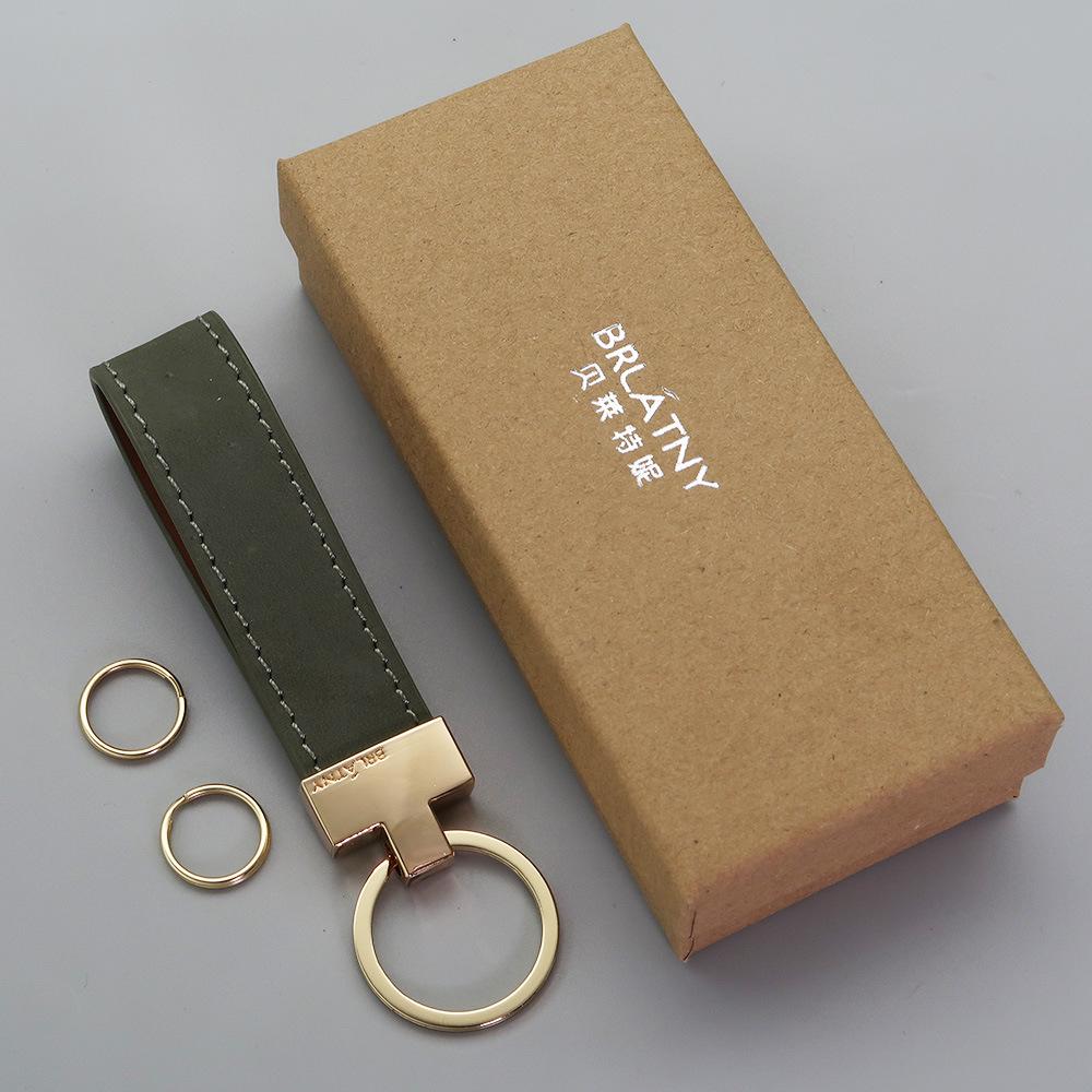 Belleterny Frosted Genuine Leather Keychain - Luxury Keyring Pendant with Logo Customization.