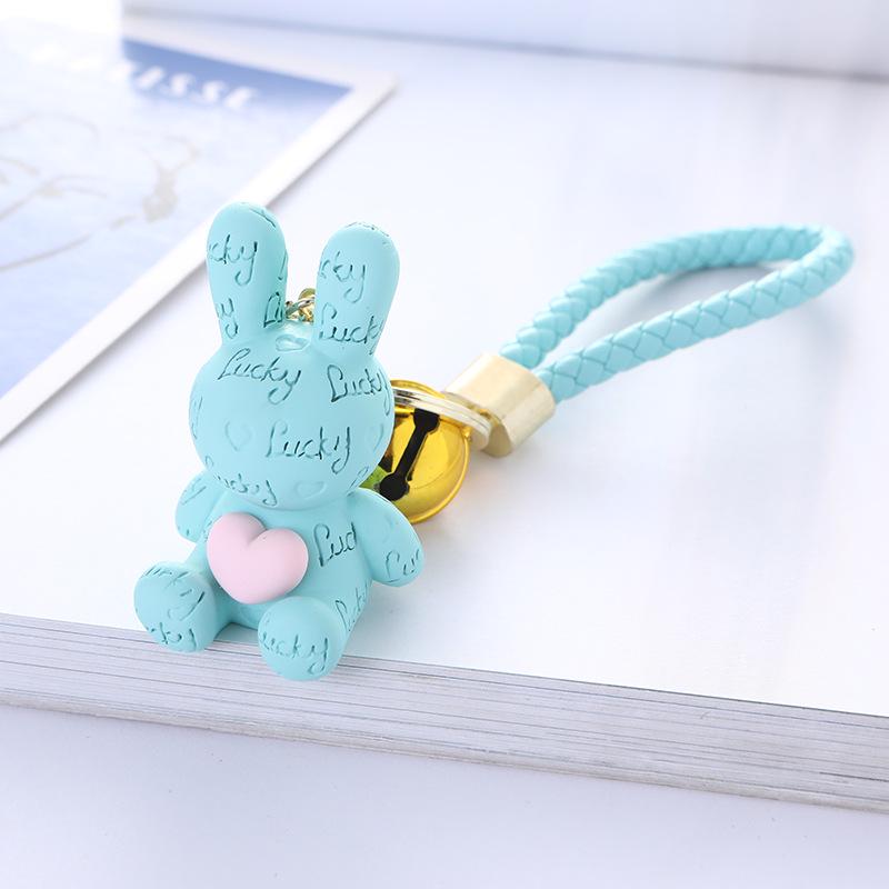 Cartoon Peach Heart Rabbit Resin Keychain - Cute & Stylish Couple Bag Charm синий