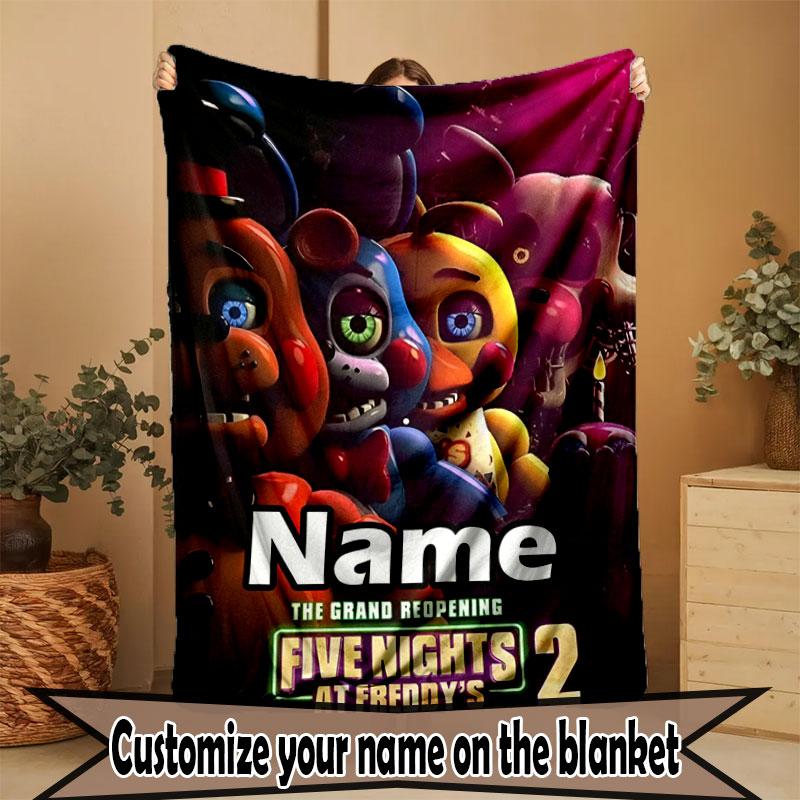 Custom Name Personalized Five Nights at Freddy's Print Blanket, Home Decor, Bedroom, Sofa, Camping, Couch, Gifts for Birthday Christmas