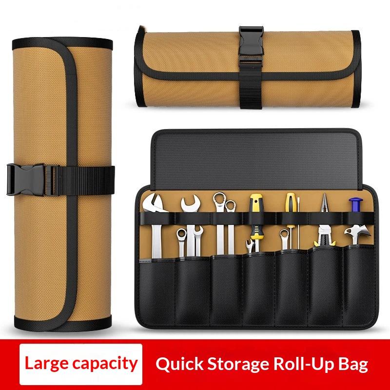 Oxford Cloth Roll Portable Pouch Bag Wrench Tool Foldable Spanner Hammer Camping Pocket Tool Storage Bag Toolkit 1Pc